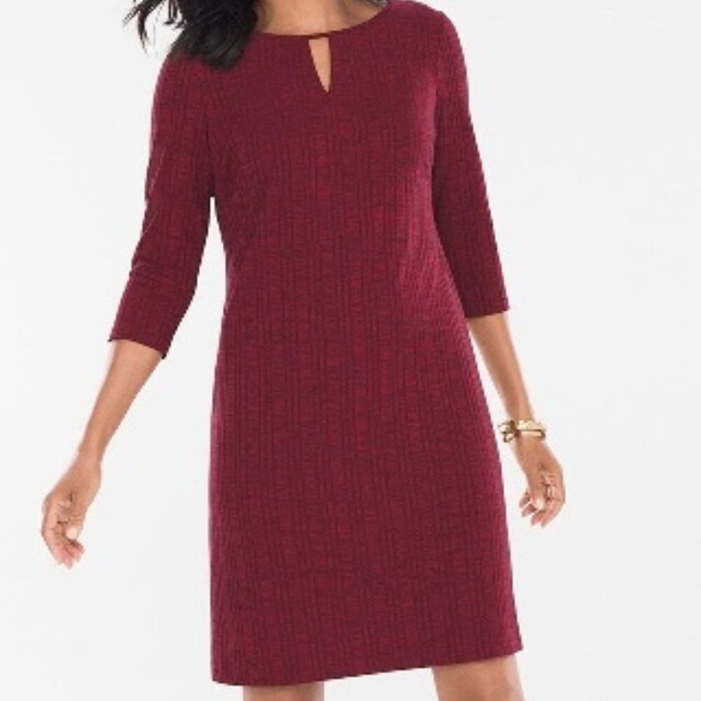 Chico's Heathered Rib-Detail dress with keyhole front women's Sz‎ 1 (M/8)